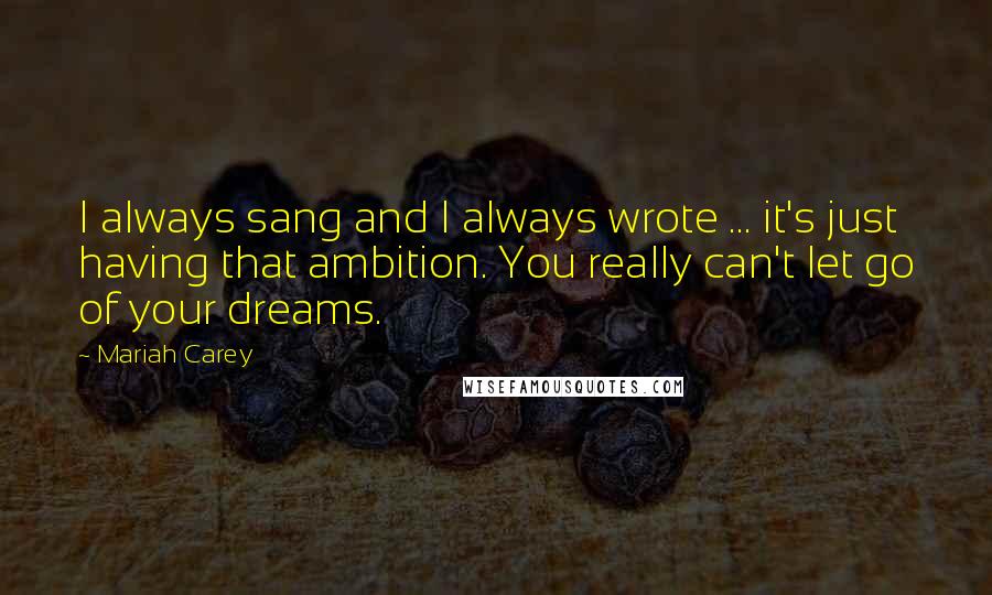 Mariah Carey Quotes: I always sang and I always wrote ... it's just having that ambition. You really can't let go of your dreams.