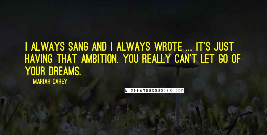 Mariah Carey Quotes: I always sang and I always wrote ... it's just having that ambition. You really can't let go of your dreams.