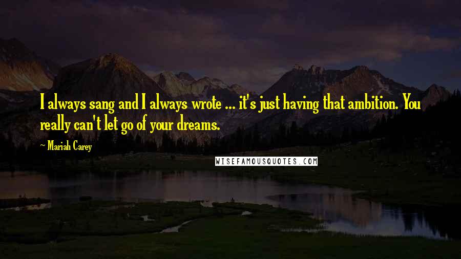 Mariah Carey Quotes: I always sang and I always wrote ... it's just having that ambition. You really can't let go of your dreams.