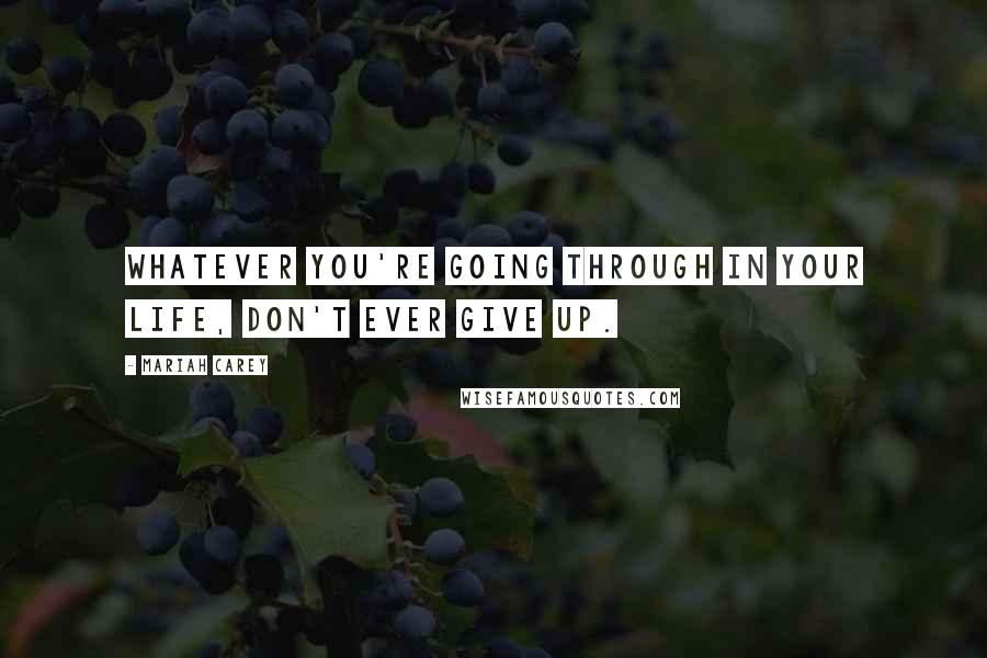 Mariah Carey Quotes: Whatever you're going through in your life, don't ever give up.