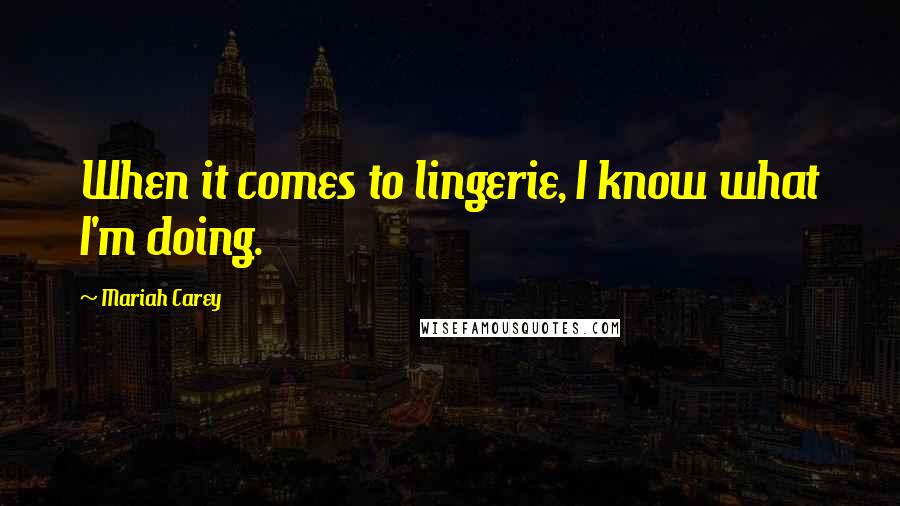 Mariah Carey Quotes: When it comes to lingerie, I know what I'm doing.