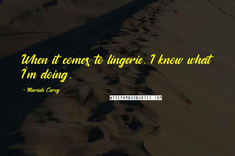 Mariah Carey Quotes: When it comes to lingerie, I know what I'm doing.