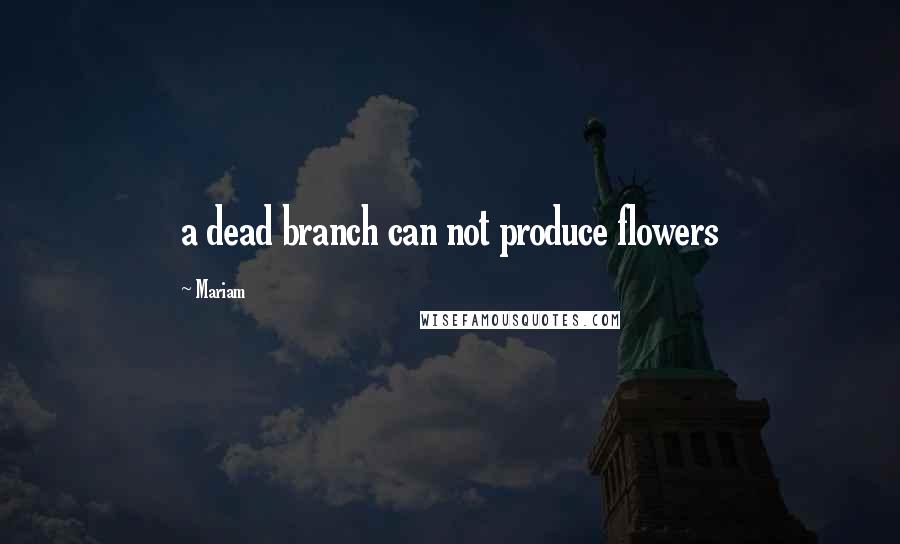 Mariam Quotes: a dead branch can not produce flowers