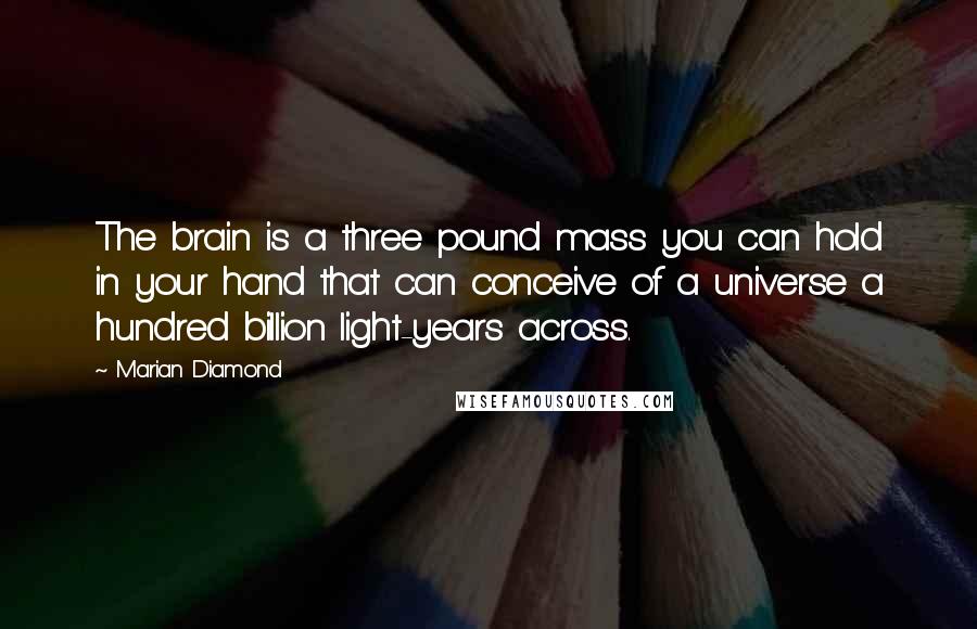 Marian Diamond Quotes: The brain is a three pound mass you can hold in your hand that can conceive of a universe a hundred billion light-years across.