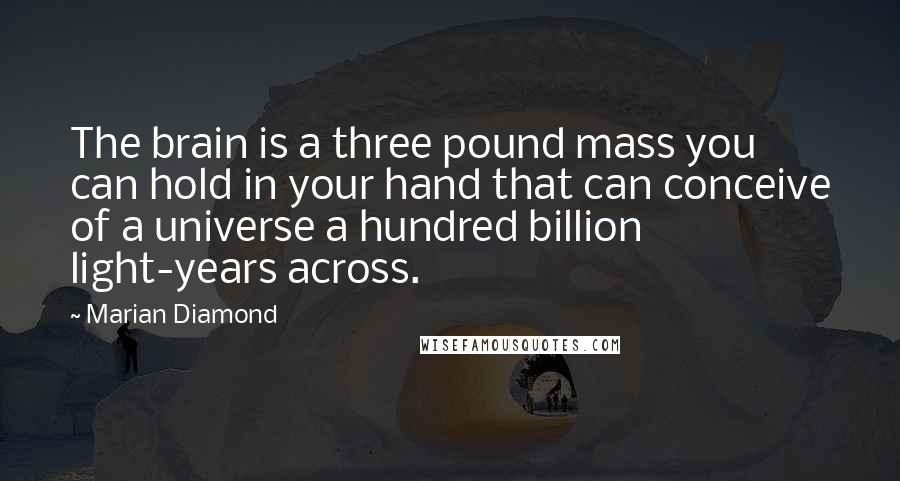 Marian Diamond Quotes: The brain is a three pound mass you can hold in your hand that can conceive of a universe a hundred billion light-years across.