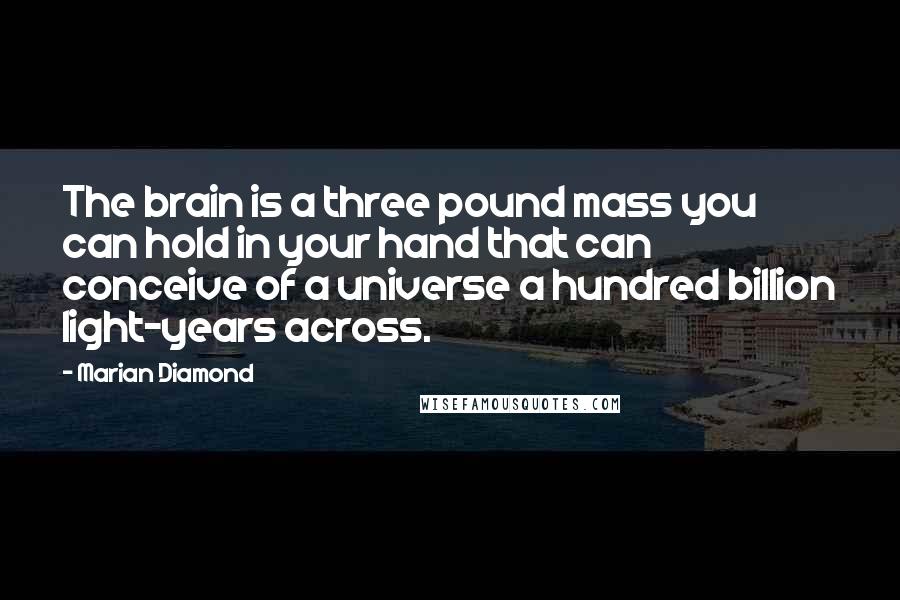 Marian Diamond Quotes: The brain is a three pound mass you can hold in your hand that can conceive of a universe a hundred billion light-years across.