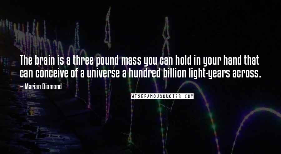 Marian Diamond Quotes: The brain is a three pound mass you can hold in your hand that can conceive of a universe a hundred billion light-years across.