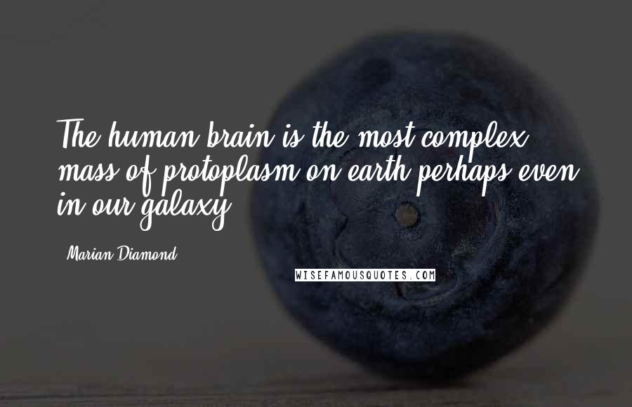 Marian Diamond Quotes: The human brain is the most complex mass of protoplasm on earth-perhaps even in our galaxy.