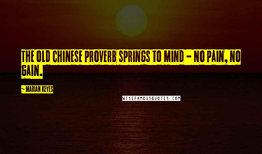 Marian Keyes Quotes: The old Chinese proverb springs to mind - No pain, no gain.