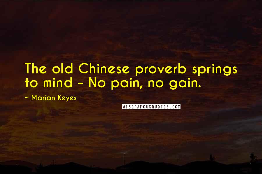 Marian Keyes Quotes: The old Chinese proverb springs to mind - No pain, no gain.