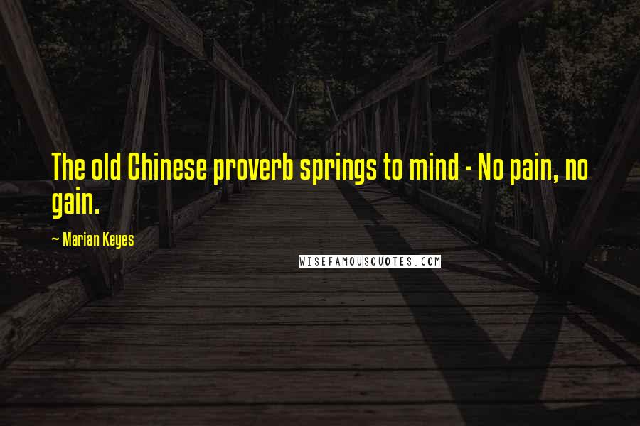 Marian Keyes Quotes: The old Chinese proverb springs to mind - No pain, no gain.