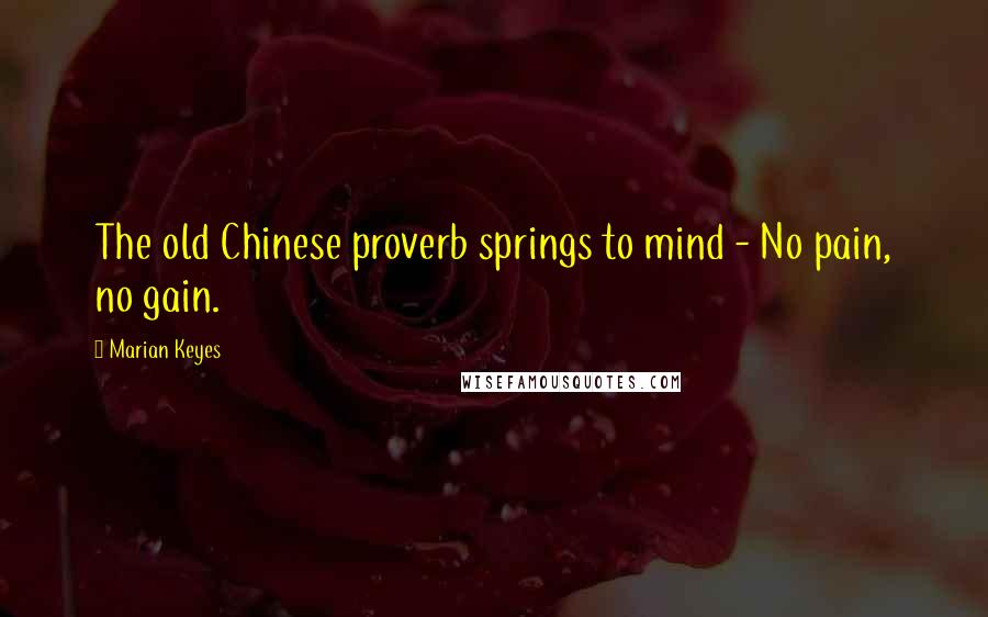 Marian Keyes Quotes: The old Chinese proverb springs to mind - No pain, no gain.