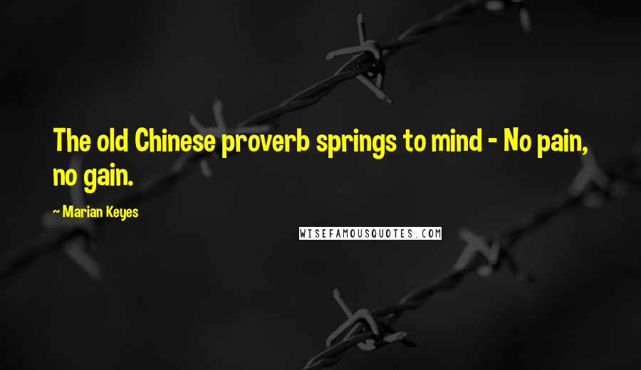 Marian Keyes Quotes: The old Chinese proverb springs to mind - No pain, no gain.
