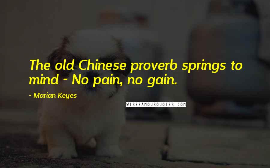 Marian Keyes Quotes: The old Chinese proverb springs to mind - No pain, no gain.