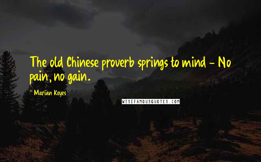 Marian Keyes Quotes: The old Chinese proverb springs to mind - No pain, no gain.