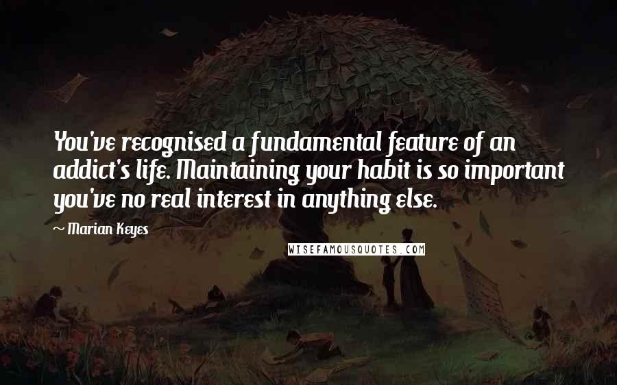 Marian Keyes Quotes: You've recognised a fundamental feature of an addict's life. Maintaining your habit is so important you've no real interest in anything else.