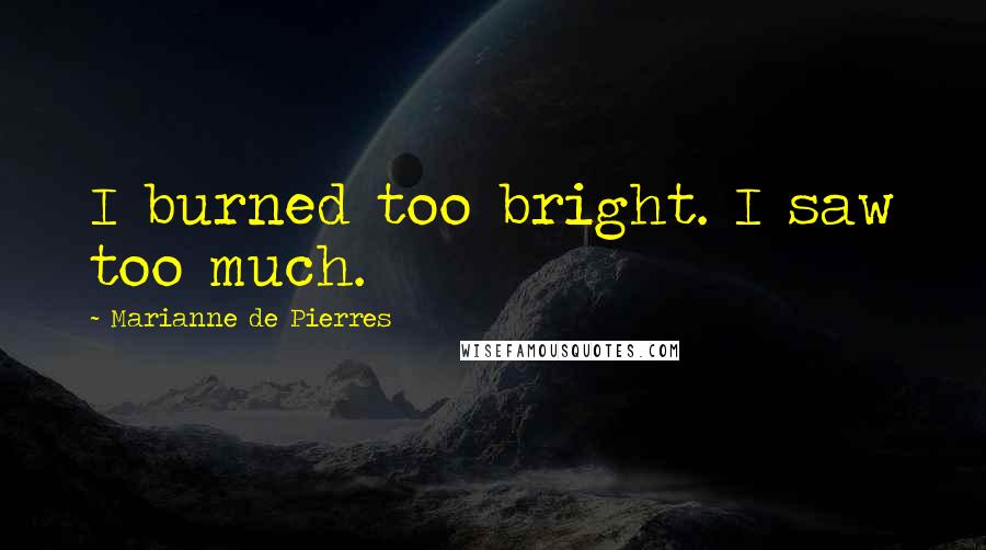 Marianne De Pierres Quotes: I burned too bright. I saw too much.