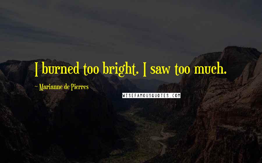 Marianne De Pierres Quotes: I burned too bright. I saw too much.