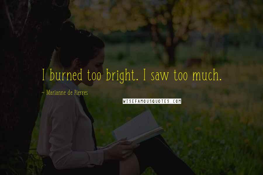 Marianne De Pierres Quotes: I burned too bright. I saw too much.