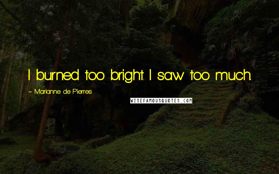 Marianne De Pierres Quotes: I burned too bright. I saw too much.