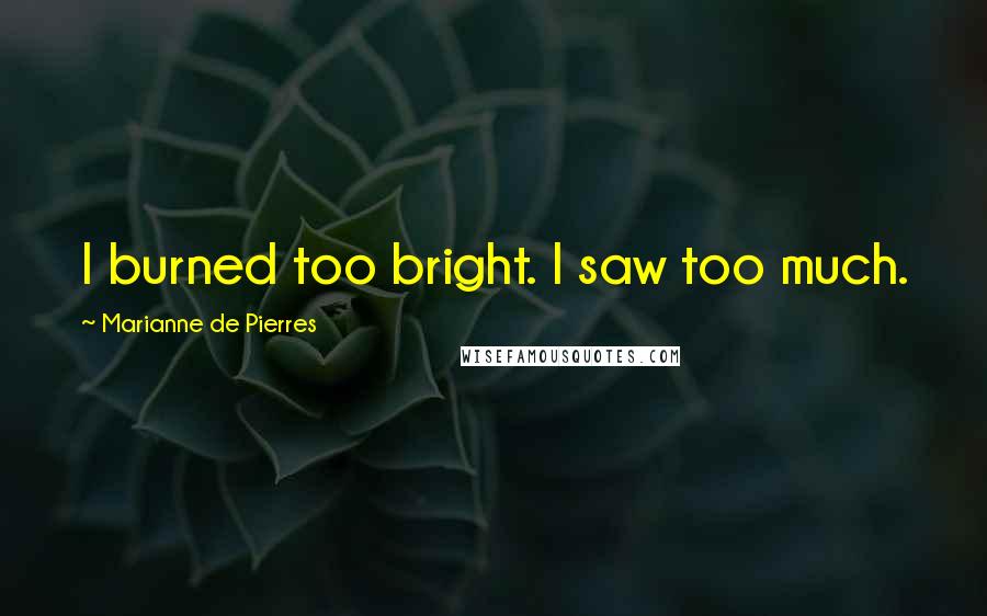 Marianne De Pierres Quotes: I burned too bright. I saw too much.