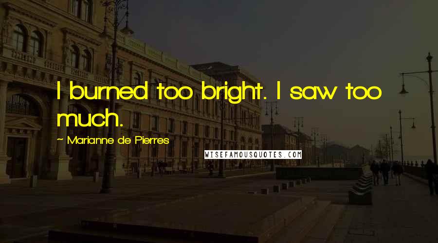 Marianne De Pierres Quotes: I burned too bright. I saw too much.