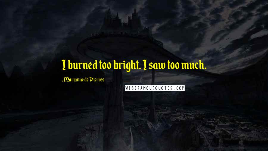 Marianne De Pierres Quotes: I burned too bright. I saw too much.