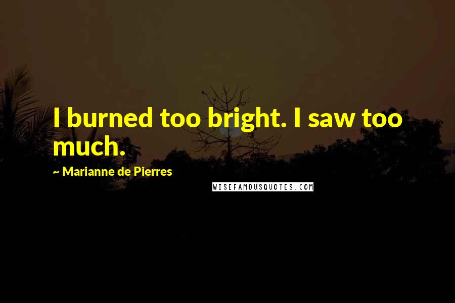 Marianne De Pierres Quotes: I burned too bright. I saw too much.