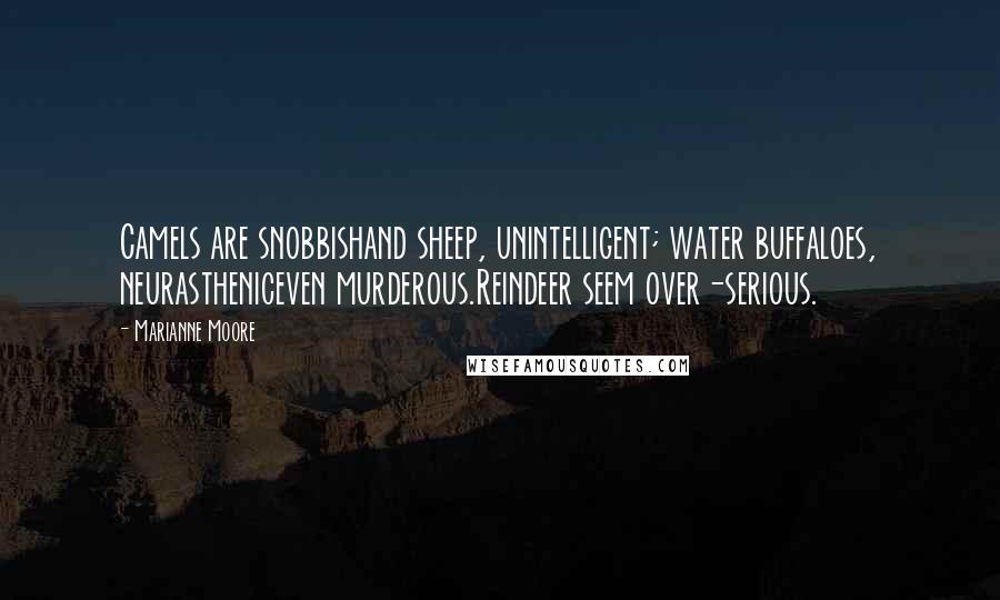 Marianne Moore Quotes: Camels are snobbishand sheep, unintelligent; water buffaloes, neurastheniceven murderous.Reindeer seem over-serious.