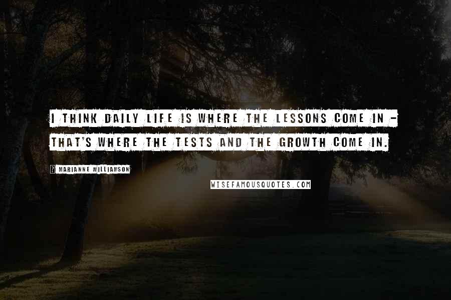 Marianne Williamson Quotes: I think daily life is where the lessons come in - that's where the tests and the growth come in.