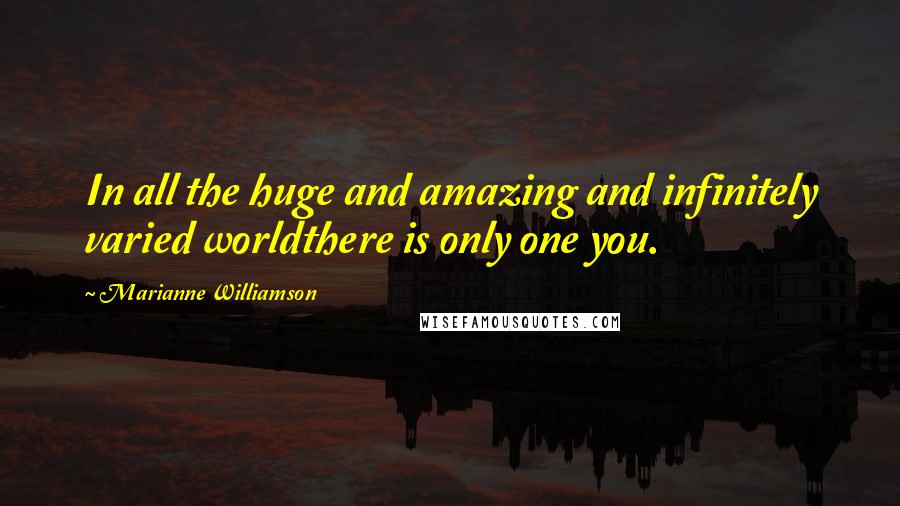 Marianne Williamson Quotes: In all the huge and amazing and infinitely varied worldthere is only one you.