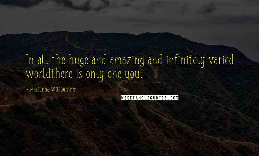 Marianne Williamson Quotes: In all the huge and amazing and infinitely varied worldthere is only one you.