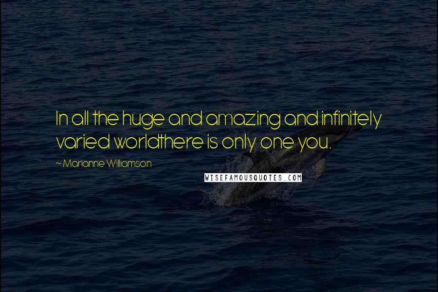 Marianne Williamson Quotes: In all the huge and amazing and infinitely varied worldthere is only one you.