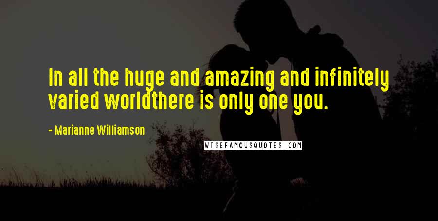 Marianne Williamson Quotes: In all the huge and amazing and infinitely varied worldthere is only one you.