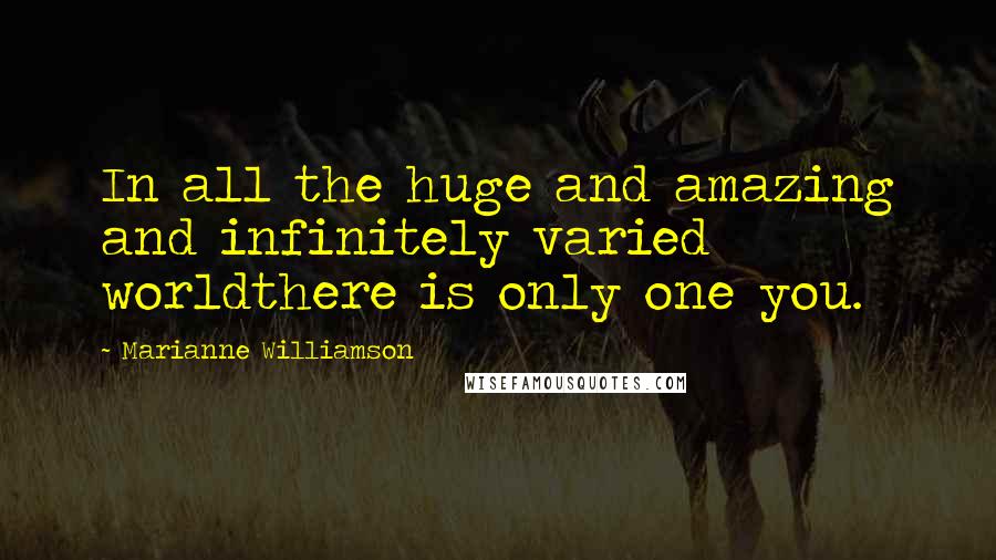 Marianne Williamson Quotes: In all the huge and amazing and infinitely varied worldthere is only one you.