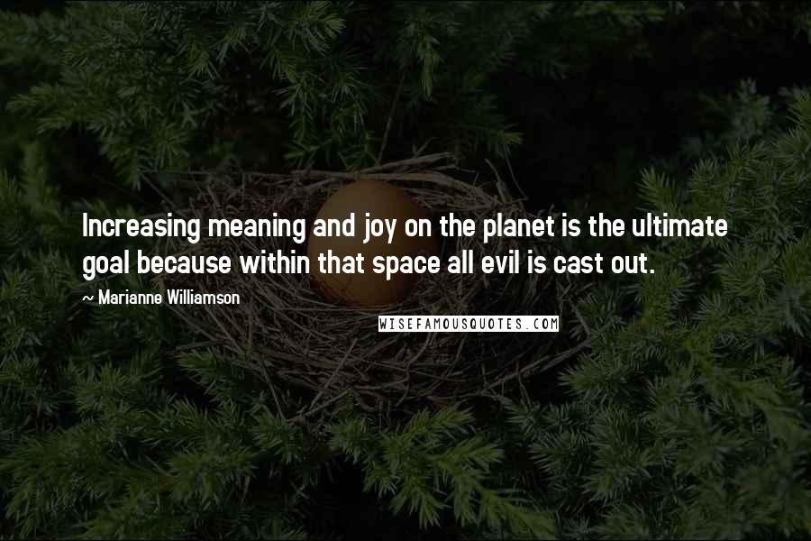 Marianne Williamson Quotes: Increasing meaning and joy on the planet is the ultimate goal because within that space all evil is cast out.