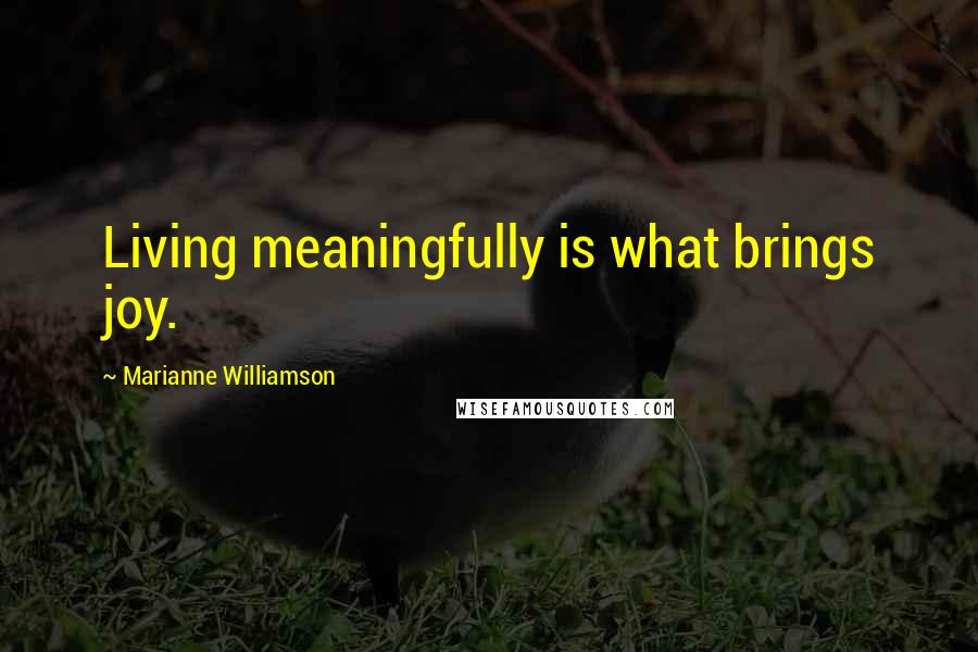 Marianne Williamson Quotes: Living meaningfully is what brings joy.