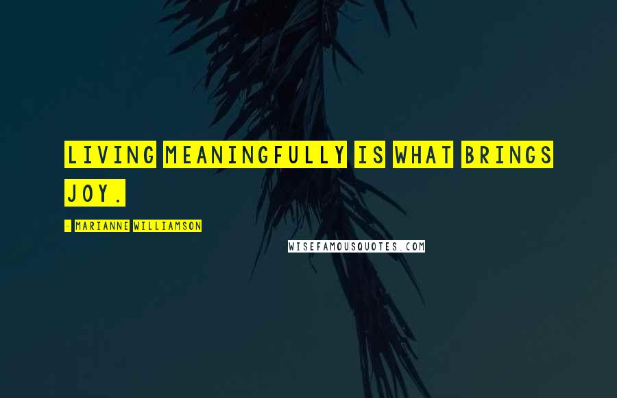 Marianne Williamson Quotes: Living meaningfully is what brings joy.