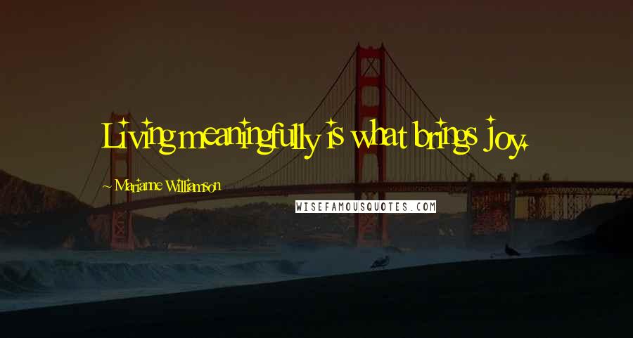 Marianne Williamson Quotes: Living meaningfully is what brings joy.