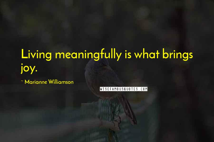 Marianne Williamson Quotes: Living meaningfully is what brings joy.