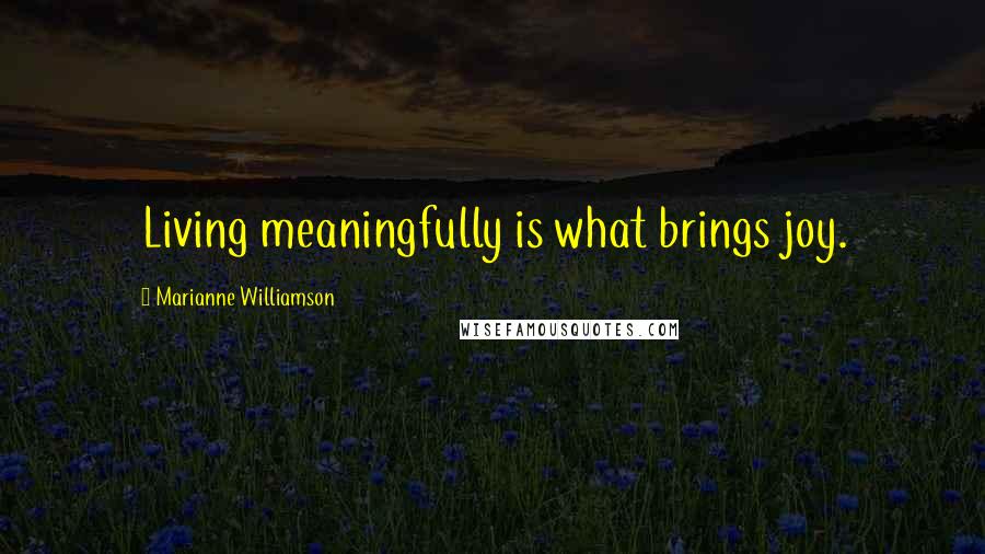 Marianne Williamson Quotes: Living meaningfully is what brings joy.