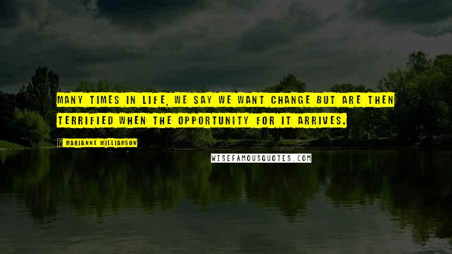 Marianne Williamson Quotes: Many times in life, we say we want change but are then terrified when the opportunity for it arrives.