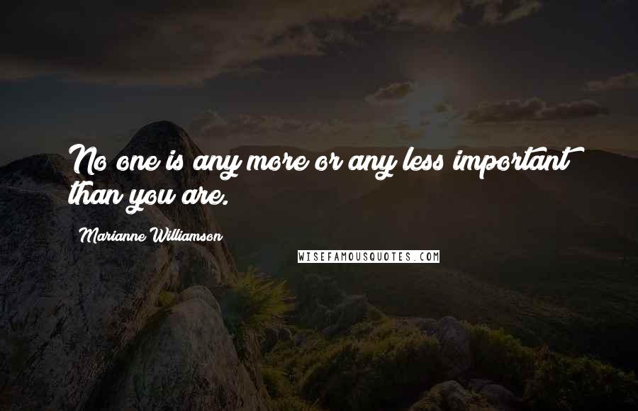 Marianne Williamson Quotes: No one is any more or any less important than you are.