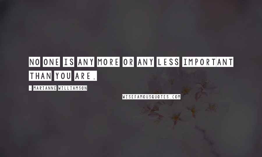 Marianne Williamson Quotes: No one is any more or any less important than you are.