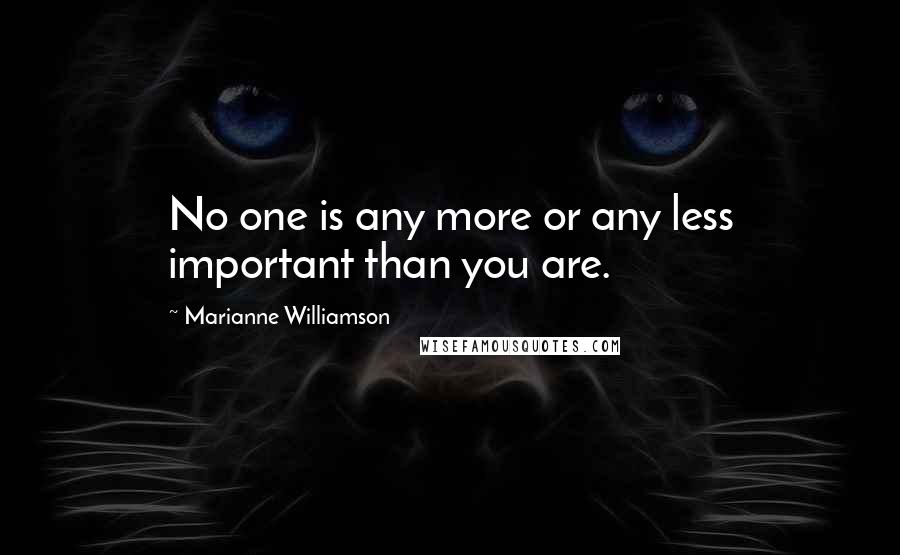 Marianne Williamson Quotes: No one is any more or any less important than you are.