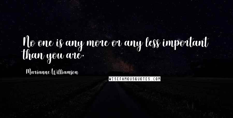 Marianne Williamson Quotes: No one is any more or any less important than you are.