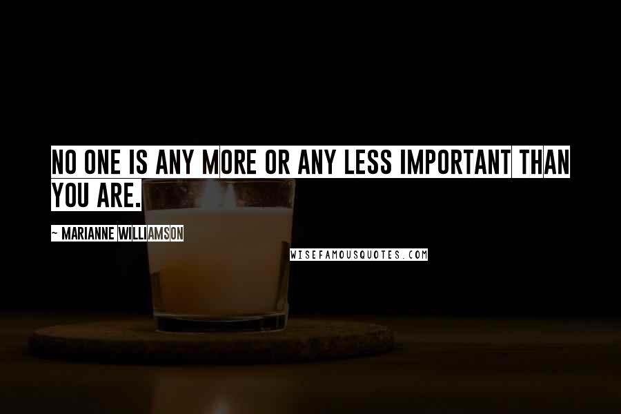 Marianne Williamson Quotes: No one is any more or any less important than you are.