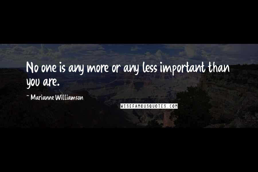 Marianne Williamson Quotes: No one is any more or any less important than you are.