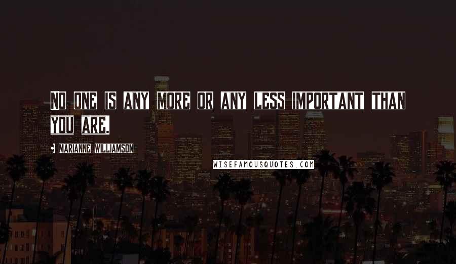 Marianne Williamson Quotes: No one is any more or any less important than you are.