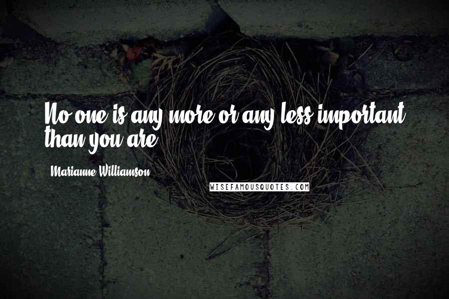 Marianne Williamson Quotes: No one is any more or any less important than you are.